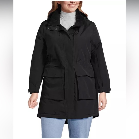 Lands' End Plus Squall Waterproof Insulated Parka Black Jacket Coat XXL Tall - Picture 3 of 17